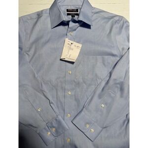 Kirkland Signature Dress Shirt Mens 16 32/33 Blue NWT Tailored Fit Non-Iron